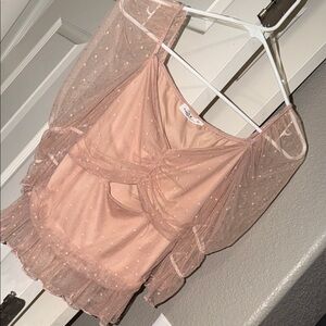 Elegant Peach Sheer Women's Top